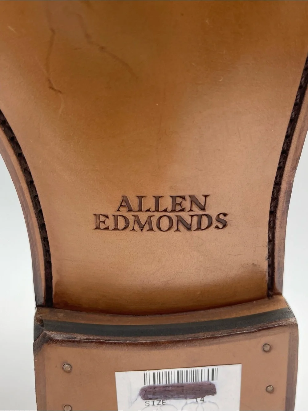 ALLEN EDMONDS SZ 14D Brady Walnut Leather Cap Toe Oxfords Shoes MSRP $450